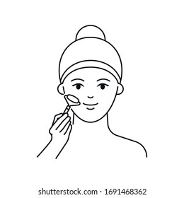 Roller face massager vector icon