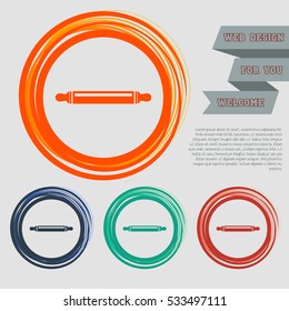 Roller, flour icon on the red, blue, green, orange buttons for your website and design with space text. Vector illustration