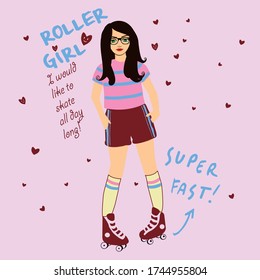 roller girl vector image illustration for t-shirt print ladies