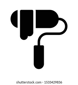 roller glyph flat vector icon