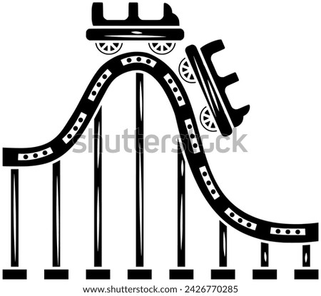 roller icon coaster logo of carnival illustration amusement for ride vector track silhouette and park shape adventure as rollercoaster to leisure high graphic speed background festival or extreme