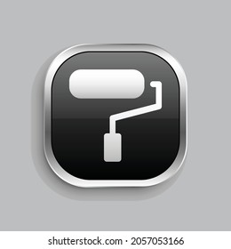 roller icon design. Glossy Button style rounded rectangle isolated on gray background.. Vector illustration