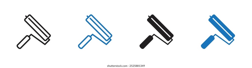 Roller icon linear graphics set vector in black