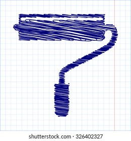 roller icon with pen and school paper effect  