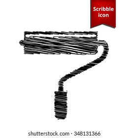 roller icon with pen and school paper effect. Scribble icon for you design.  