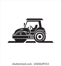 Roller icon. Road roller icon. Road works in progress icon