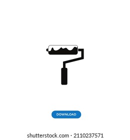 Roller icon vector. Simple paint roller sign