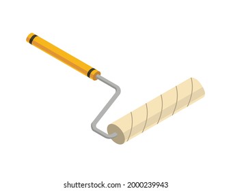 Roller isometrisches Handwerkzeug. Detaillierte Ikone des Werkzeugs für die manuelle Reparatur. Vektorausrüstung von Baugerät. Werkzeugmaterial auf weißem Hintergrund