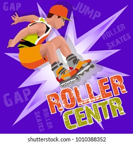 roller jumping, roller center, retro background