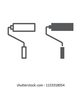 Roller line and glyph icon, tools and design, coloring sign, vector graphics, a linear pattern on a white background, eps 10.