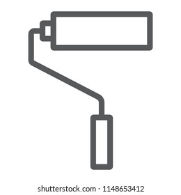 Roller line icon, tools and design, coloring sign, vector graphics, a linear pattern on a white background, eps 10.