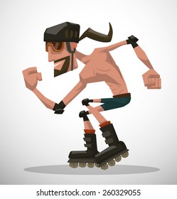 Roller man, vector