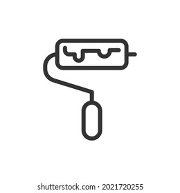 Roller minimal line icon. Web stroke symbol design. Roller sign isolated on a white background. Premium line icon.