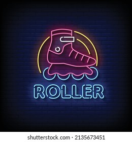 Roller Neon Signs Style Text Vector