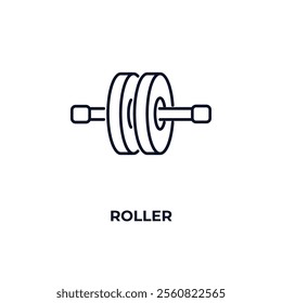 roller outline icon. Linear vector from gym concept. Thin line roller icon isolated on white background