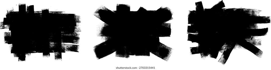 Roller Paint Brush Background Grunge Brush Stroke Drawing Vector Set