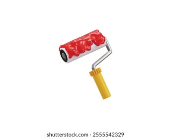 Roller paint brush icon 3d render concept of painting brush icon for construction, repair, renovation vector illustration