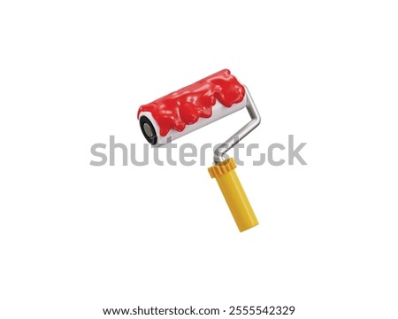 Roller paint brush icon 3d render concept of painting brush icon for construction, repair, renovation vector illustration