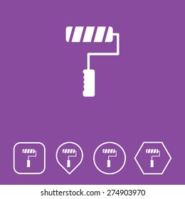 Roller Paint Brush Icon on Flat UI Colors with Different Shapes. Eps-10.