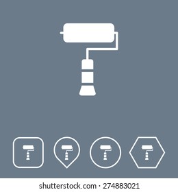 Roller Paint Icon on Flat UI Colors with Different Shapes. Eps-10.