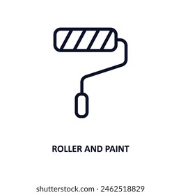 roller and paint icon. Thin line roller and paint icon from construction collection. Outline vector isolated on white background. Editable roller and paint symbol can be used web and mobile