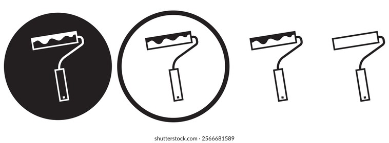 Roller paint icon in trendy outline style design. Vector graphic illustration. website design, app, UI. Flat design style. Paint Roller While Painting a House Wall. Vector illustration eps 10