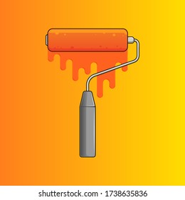 roller paint illustration, flat icon, vector, editable