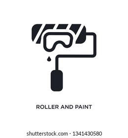 roller and paint isolated icon. simple element illustration from construction concept icons. roller and paint editable logo sign symbol design on white background. can be use for web and mobile