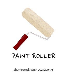 Roller paint isolated on white background. Simple hand tool for repair.