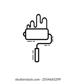 Roller paint line icon vector template