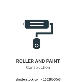 Roller and paint vector icon on white background. Flat vector roller and paint icon symbol sign from modern construction collection for mobile concept and web apps design.