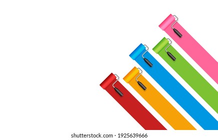 roller painter, paintbrush colorful banner illustration