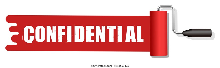 Pintor de rodillos, pincel con ilustración vectorial de texto (confidencial) (rojo)