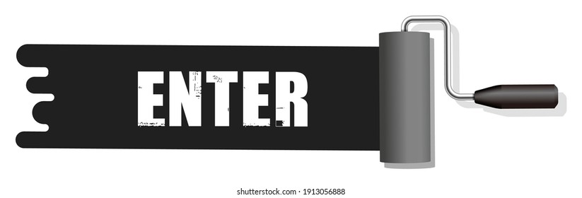 Roller painter, paintbrush with text (enter) vector illustration (black)