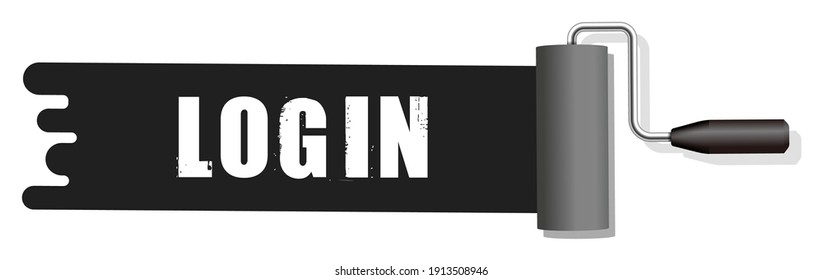 Roller painter, paintbrush with text (Log in) vector illustration (black)