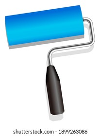 Roller painter, paintbrush vector illustration (Blue)