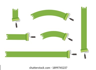 Roller-Maler, Malerpinsel, Vektorgrafik . Verschiedene Formen (grün)