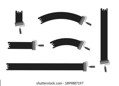 roller painter, paintbrush vector illustration  . Various  shapes set ( black ) 