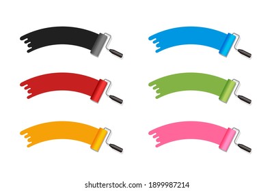 roller painter, paintbrush vector illustration. ( arch shapes ).  Color variation set.