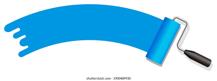 roller painter, paintbrush vector illustration. ( arch shape ) | blue
