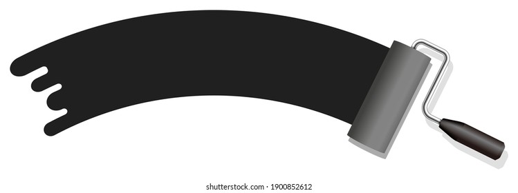roller painter, paintbrush vector illustration. ( arch shape ) | black