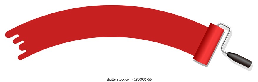 roller painter, paintbrush vector illustration. ( arch shape ) | red