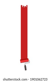 Roller painter, paintbrush vector illustration (Red) | Long stroke