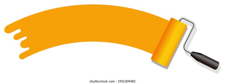 roller painter, paintbrush vector illustration. ( arch shape ) | orange