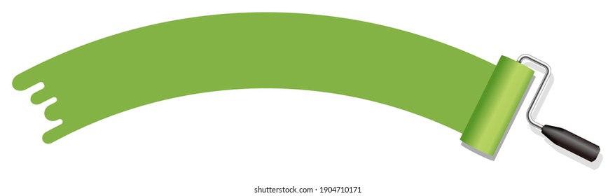 roller painter, paintbrush vector illustration. ( arch shape ) | green