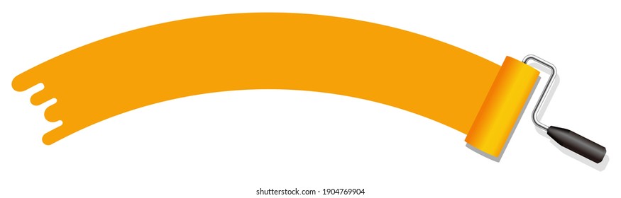 roller painter, paintbrush vector illustration. ( arch shape ) | orange