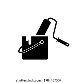 Roller painting icon, painting logo isolated on white background