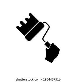 Roller painting icon, painting logo isolated on white background