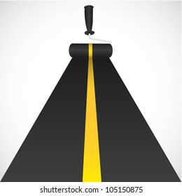 Roller painting the line roller, vector illustration