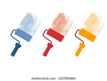 Roller, painting with paint - symbol - three color versions